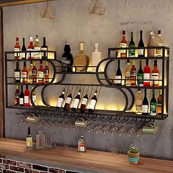 Amazon｜ZTGL ガラスホルダー付きモダンな壁掛けワインラック